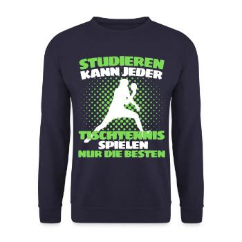 TISCHTENNIS IST WICHTIGER! Tischtennis Verein - Unisex Pullover - Navy - Vorne - Alina (178cm) & Michal (187cm)