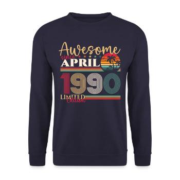 33rd birthday man April born 1990 Awesome - Unisex Sweatshirt - navy - Front - Alina (178cm) & Michal (187cm)