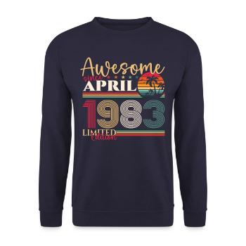 40th birthday man April Born 1983 Awesome - Unisex Sweatshirt - navy - Front - Alina (178cm) & Michal (187cm)