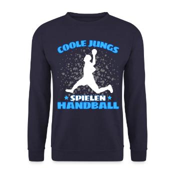 COOLE JUNGS SPIELEN HANDBALL Handballer - Unisex Pullover - Navy - Vorne - Alina (178cm) & Michal (187cm)