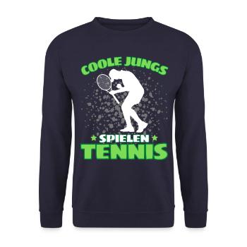 COOLE JUNGS SPIELEN TENNIS Das Lustige - Unisex Pullover - Navy - Vorne - Alina (178cm) & Michal (187cm)