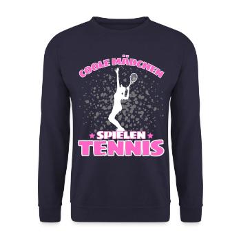 COOLE MÄCHEN SPIELEN TENNIS Lustiges - Unisex Pullover - Navy - Vorne - Alina (178cm) & Michal (187cm)