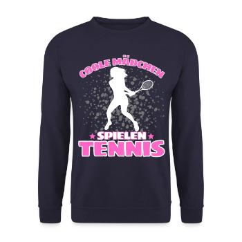 COOLE MÄCHEN SPIELEN TENNIS Lustiges - Unisex Pullover - Navy - Vorne - Alina (178cm) & Michal (187cm)