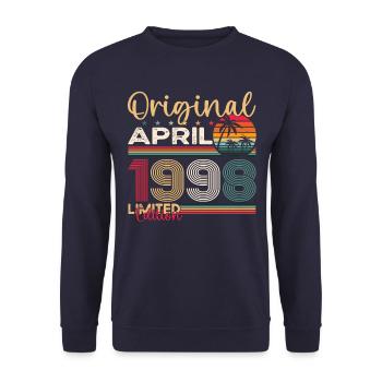 25th birthday man April Born 1998 Original - Unisex Sweatshirt - navy - Front - Alina (178cm) & Michal (187cm)