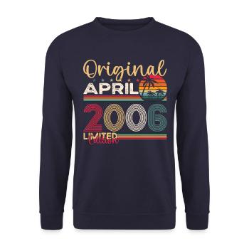 17th birthday man April Born 2006 Original - Unisex Sweatshirt - navy - Front - Alina (178cm) & Michal (187cm)