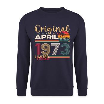 50e anniversaire homme April Né en 1973 Original - Sweat-shirt Unisexe - marine - Devant - Alina (178cm) & Michal (187cm)