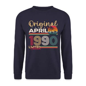 33rd birthday man April Born 1990 Original - Unisex Sweatshirt - navy - Front - Alina (178cm) & Michal (187cm)
