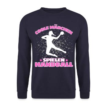 COOLE MÄDCHEN SPIELEN HANDBALL Handballer - Unisex Pullover - Navy - Vorne - Alina (178cm) & Michal (187cm)