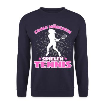 COOLE MÄCHEN SPIELEN TENNIS Lustiges - Unisex Pullover - Navy - Vorne - Alina (178cm) & Michal (187cm)