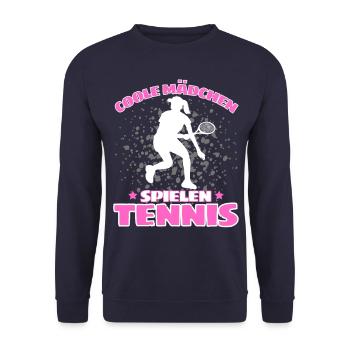 COOLE MÄCHEN SPIELEN TENNIS Lustiges - Unisex Pullover - Navy - Vorne - Alina (178cm) & Michal (187cm)