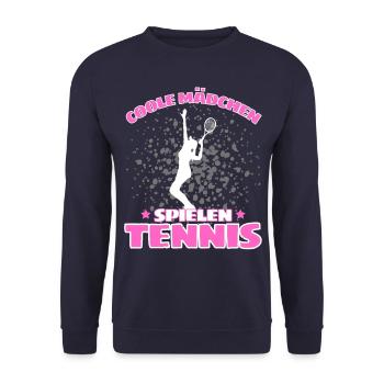 COOLE MÄCHEN SPIELEN TENNIS Lustiges - Unisex Pullover - Navy - Vorne - Alina (178cm) & Michal (187cm)
