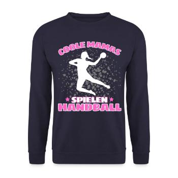 COOLE MAMAS SPIELEN HANDBALL Handballer - Unisex Pullover - Navy - Vorne - Alina (178cm) & Michal (187cm)
