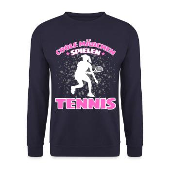 COOLE MÄCHEN SPIELEN TENNIS Lustiges - Unisex Pullover - Navy - Vorne - Alina (178cm) & Michal (187cm)