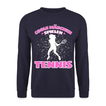 COOLE MÄCHEN SPIELEN TENNIS Lustiges - Unisex Pullover - Navy - Vorne - Alina (178cm) & Michal (187cm)