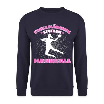 COOLE MÄDCHEN SPIELEN HANDBALL Handballer - Unisex Pullover - Navy - Vorne - Alina (178cm) & Michal (187cm)