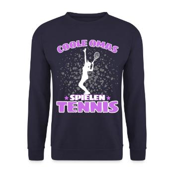 COOLE OMAS SPIELEN TENNIS Lustiges - Unisex Pullover - Navy - Vorne - Alina (178cm) & Michal (187cm)