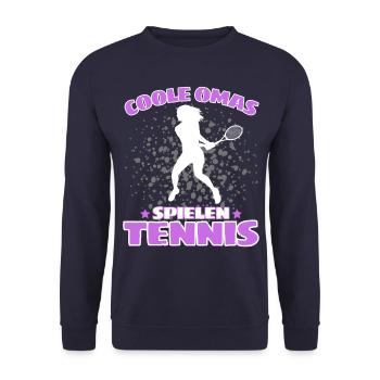 COOLE OMAS SPIELEN TENNIS Lustiges - Unisex Pullover - Navy - Vorne - Alina (178cm) & Michal (187cm)