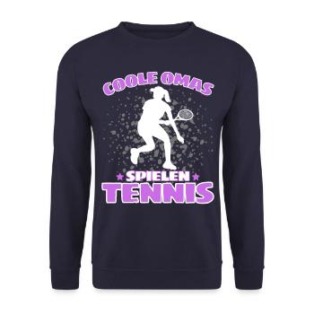 COOLE OMAS SPIELEN TENNIS Lustiges - Unisex Pullover - Navy - Vorne - Alina (178cm) & Michal (187cm)