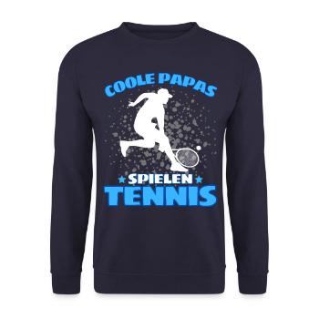 COOLE PAPAS SPIELEN TENNIS Das Lustige - Unisex Pullover - Navy - Vorne - Alina (178cm) & Michal (187cm)