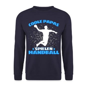 COOLE PAPAS SPIELEN HANDBALL Handballer - Unisex Pullover - Navy - Vorne - Alina (178cm) & Michal (187cm)