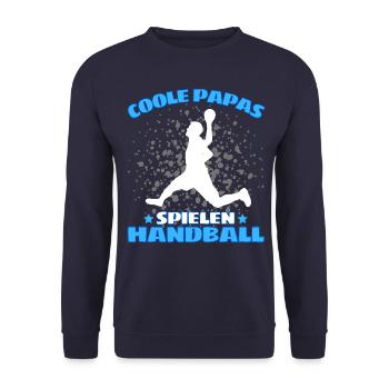 COOLE PAPAS SPIELEN HANDBALL Handballer - Unisex Pullover - Navy - Vorne - Alina (178cm) & Michal (187cm)