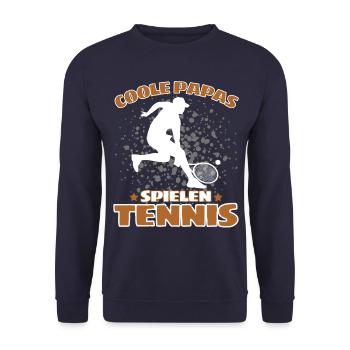 COOLE PAPAS SPIELEN TENNIS Das Lustige - Unisex Pullover - Navy - Vorne - Alina (178cm) & Michal (187cm)