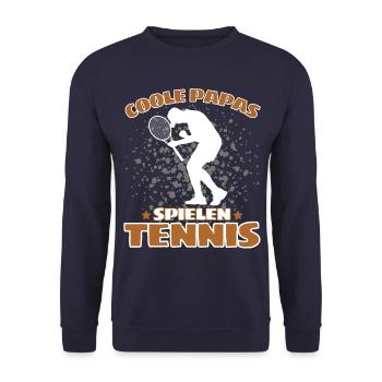 COOLE PAPAS SPIELEN TENNIS Das Lustige - Unisex Pullover - Navy - Vorne - Alina (178cm) & Michal (187cm)