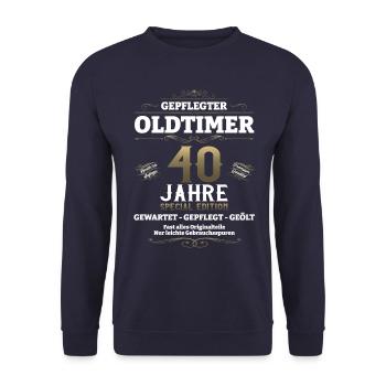 40. Geburtstag Mann Oldtimer Jahrgang 1983 - Unisex Pullover - Navy - Vorne - Alina (178cm) & Michal (187cm)