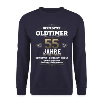 55. Geburtstag Mann Oldtimer Jahrgang 1968 - Unisex Pullover - Navy - Vorne - Alina (178cm) & Michal (187cm)