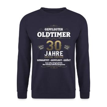 30. Geburtstag Mann Oldtimer Jahrgang 1993 - Unisex Pullover - Navy - Vorne - Alina (178cm) & Michal (187cm)