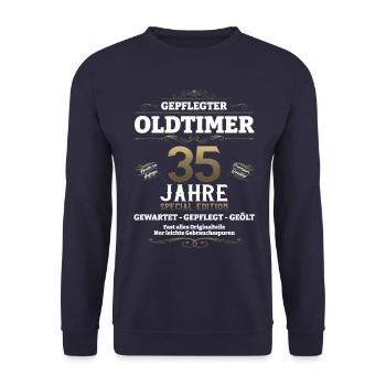 35. Geburtstag Mann Oldtimer Jahrgang 1988 - Unisex Pullover - Navy - Vorne - Alina (178cm) & Michal (187cm)