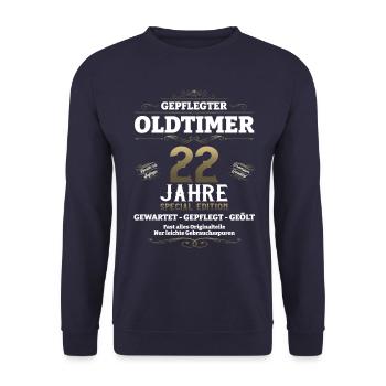 22. Geburtstag Mann Oldtimer Jahrgang 2001 - Unisex Pullover - Navy - Vorne - Alina (178cm) & Michal (187cm)
