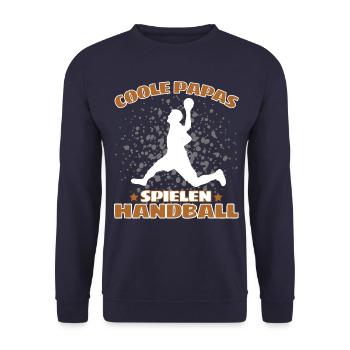 COOLE PAPAS SPIELEN HANDBALL Handballer - Unisex Pullover - Navy - Vorne - Alina (178cm) & Michal (187cm)