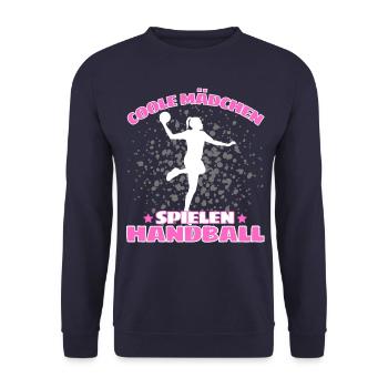 COOLE MÄDCHEN SPIELEN HANDBALL Handballer - Unisex Pullover - Navy - Vorne - Alina (178cm) & Michal (187cm)