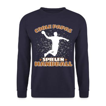 COOLE PAPAS SPIELEN HANDBALL Handballer - Unisex Pullover - Navy - Vorne - Alina (178cm) & Michal (187cm)