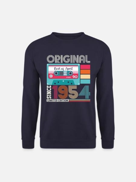 69th birthday man April Born 1954 Cassette - Unisex Sweatshirt - navy
