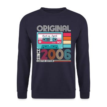17th birthday man April vintage 2006 cassette - Unisex Sweatshirt - navy - Front - Alina (178cm) & Michal (187cm)