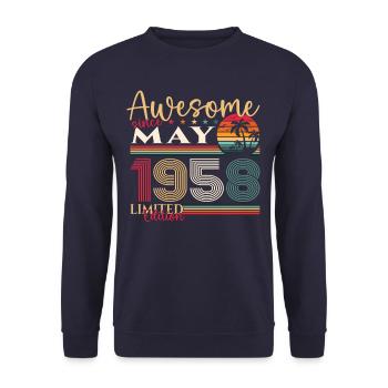 65th Birthday Man Woman Awesome May Vintage 1958 - Unisex Sweatshirt - navy - Front - Alina (178cm) & Michal (187cm)
