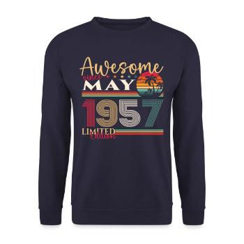 66th Birthday Man Woman Awesome May Vintage 1957 - Unisex Sweatshirt - navy - Front - Alina (178cm) & Michal (187cm)