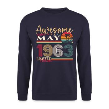 60th Birthday Man Woman Awesome May Vintage 1963 - Unisex Sweatshirt - navy - Front - Alina (178cm) & Michal (187cm)