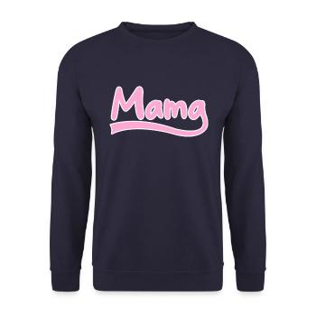 Mama Schriftzug - Unisex Pullover - Navy - Vorne - Alina (178cm) & Michal (187cm)