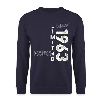 60th Birthday Man Woman May Vintage 1963 Vintage - Unisex Sweatshirt - navy - Front - Alina (178cm) & Michal (187cm)