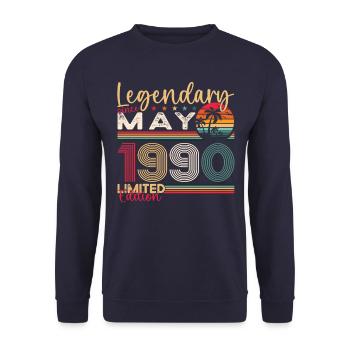 33rd Birthday Man Legendary May Vintage 1990 - Unisex Sweatshirt - navy - Front - Alina (178cm) & Michal (187cm)