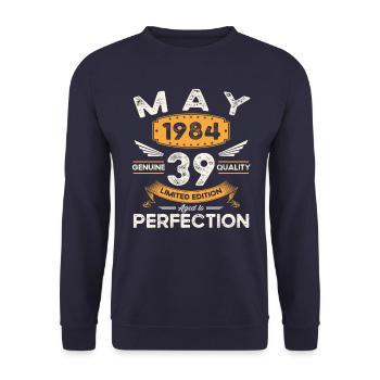 39e anniversaire Homme May né en 1984 Légendaire - Sweat-shirt Unisexe - marine - Devant - Alina (178cm) & Michal (187cm)