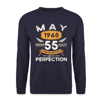 55e anniversaire Homme May né en 1968 Légendaire - Sweat-shirt Unisexe - marine - Devant - Alina (178cm) & Michal (187cm)