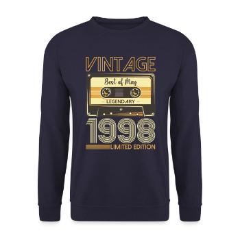 25 Birthday Man Woman Cassette May Year 1998 - Unisex Sweatshirt - navy - Front - Alina (178cm) & Michal (187cm)