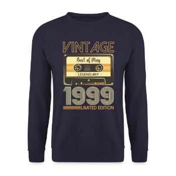 24 Birthday Man Woman Cassette May Vintage 1999 - Unisex Sweatshirt - navy - Front - Alina (178cm) & Michal (187cm)