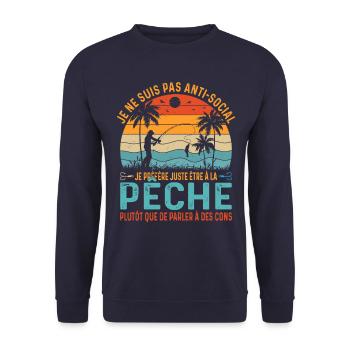 je ne suis pas antisocial cadeau pecheur - Sweat-shirt Unisexe - marine - Devant - Alina (178cm) & Michal (187cm)