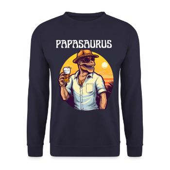 Motif Papasaurus Retro Vintage avec Père Dinosaure - Sweat-shirt Unisexe - marine - Devant - Alina (178cm) & Michal (187cm)