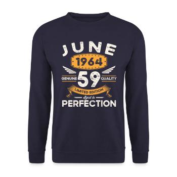59e anniversaire Homme Juin Né en 1964 Légendaire - Sweat-shirt Unisexe - marine - Devant - Alina (178cm) & Michal (187cm)